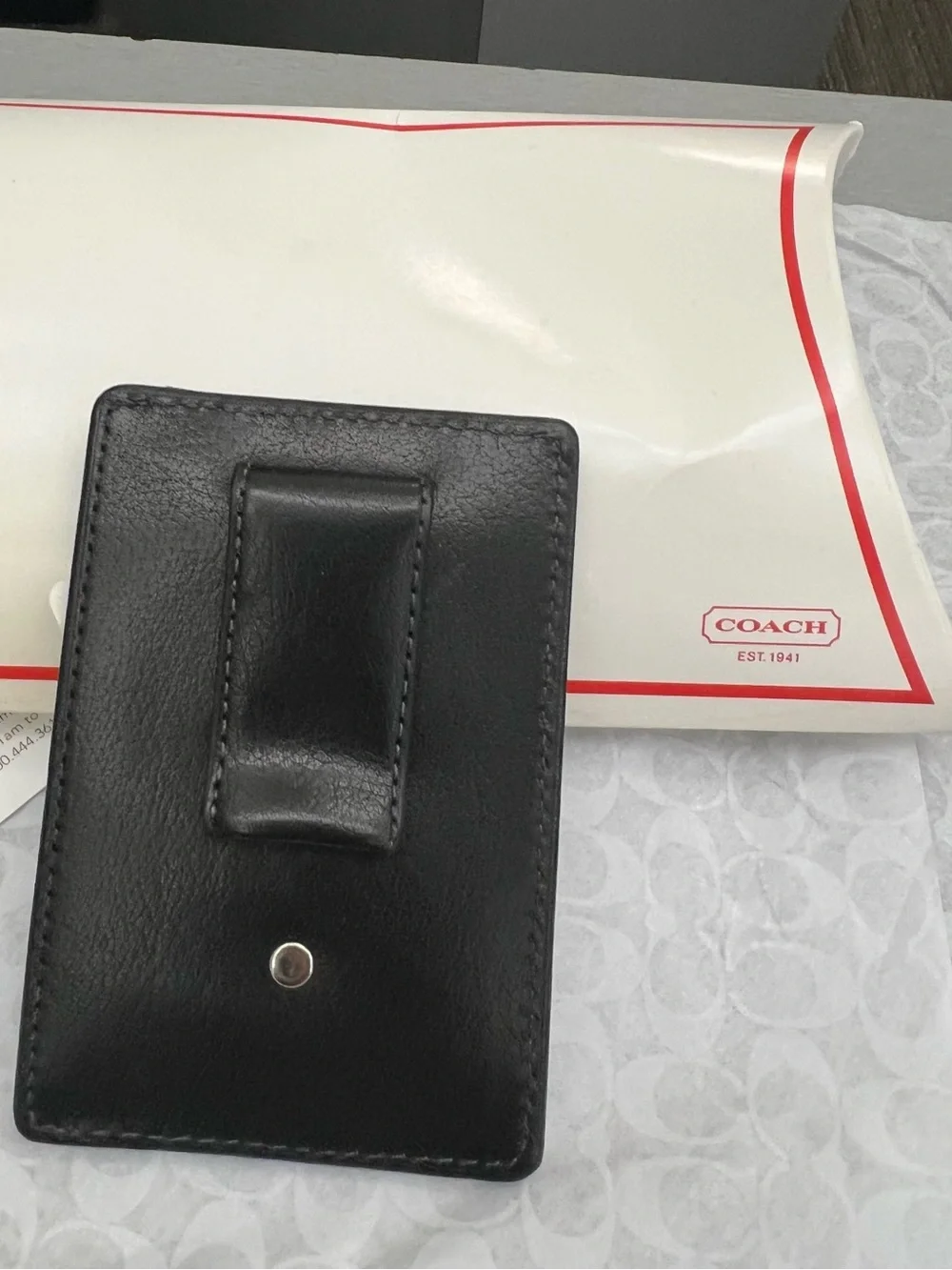 Coach Black Leather Card Holder with Subtle Embossed Logo